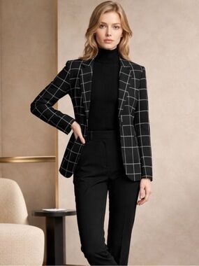 Mercer & Madison Checkered Single Breasted Blazer Size Large